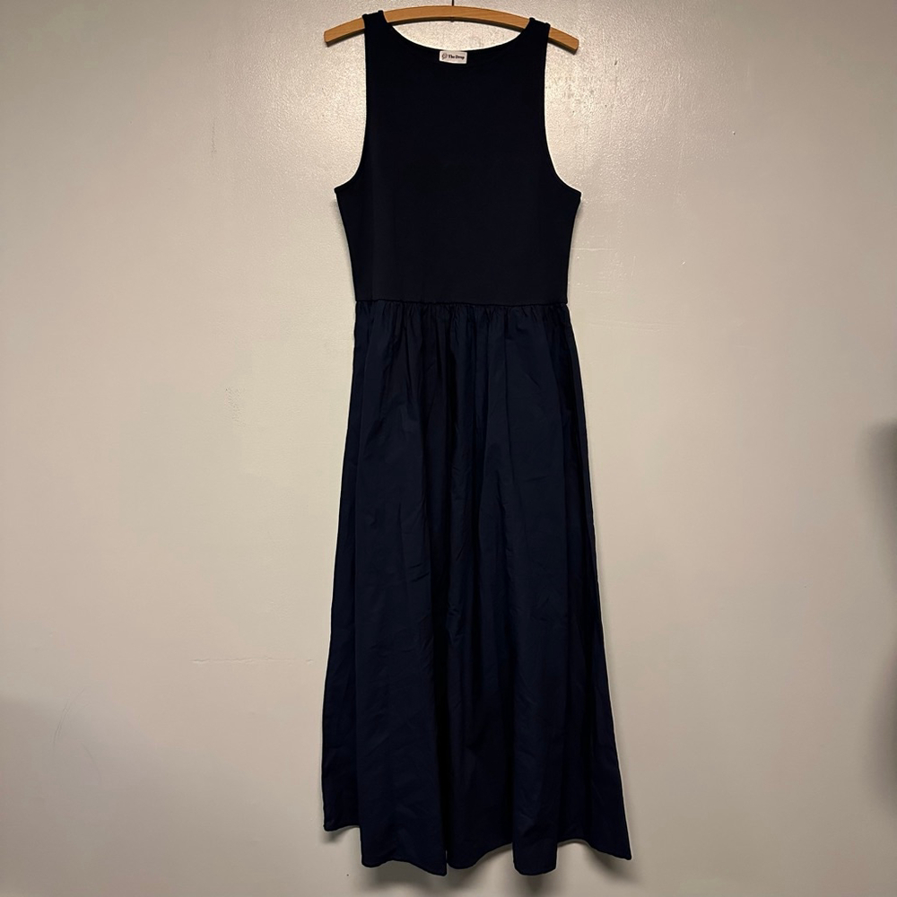 Women's The Drop Navy Sleeveless Maxi Dress size Large cottage core